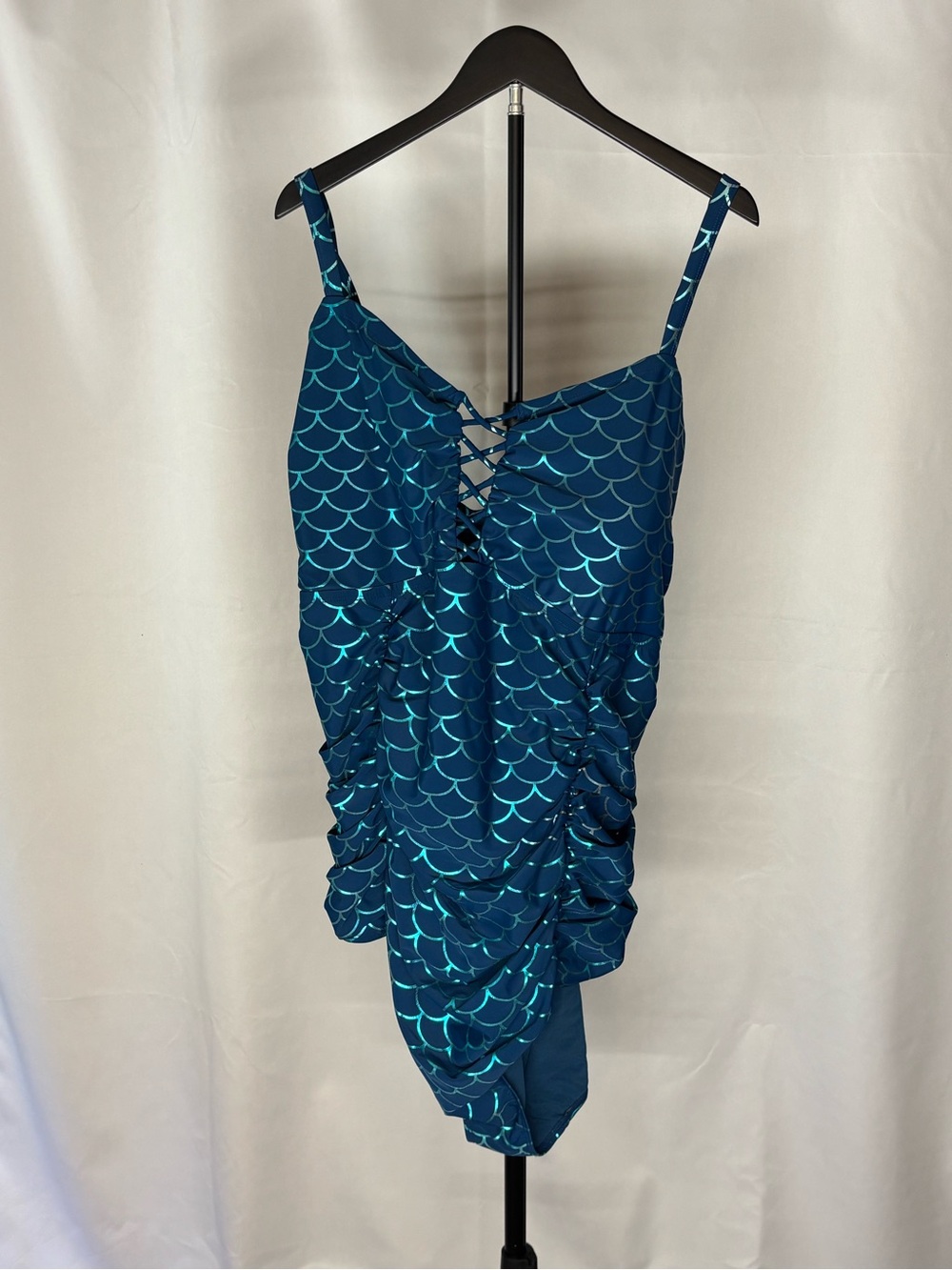 Torrid Blue Mermaid One-Piece Swimsuit w/ Iridescent Scale Print Plus Size